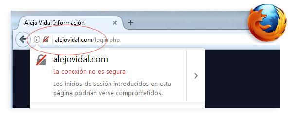 Alerta Sitio No Seguro en Firefox